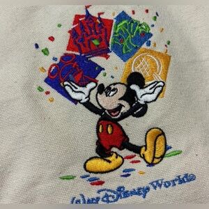 Vintage Walt Disney World navy and white striped tote / bookbag